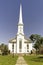 White Church with Tall Steeple