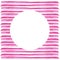 White Circle on pink stripe painted in watercolor. Retro style background. Element design for posters, stickers, banners