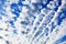 White cirrocumulus clouds blue sky background, fluffy stratocumulus cloud texture, altocumulus cloudy skies, cirrus cloudscape