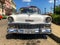 White classic Cuban vintage car. American classic car on the road in Havana, Cuba.
