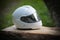 White classic motorcycle full face helmet