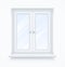 White classic plastic window with windowsill