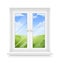 White classic plastic window with windowsill