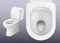 White clean ceramic toilet from top and side view isolated on transparent background