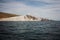 A white cliff from a boat on the Jurassic coastline of the united kingdom