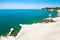 White cliff and turquoise sea on `Governor beach` near Limassol, Cyprus.