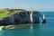 The White Cliffs Of Falaise d\\\'Aval In Etretat Normandy France On A Beautiful Sunny Summer Day