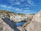 White cliffs reflections at the Blue Lake at St Bathans in New Zealand