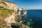 White cliffs, stacks and Mediterranean at Bonifacio in Corsica