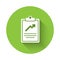 White Clipboard with graph chart icon isolated with long shadow. Report text file icon. Accounting sign. Audit, analysis