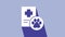 White Clipboard with medical clinical record pet icon isolated on purple background. Health insurance form. Medical