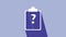 White Clipboard with question marks icon isolated on purple background. Survey, quiz, investigation, customer support