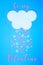 White cloud on blue background with pink and white hearts falling down like snow