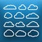 White cloud icons clip-art on color background