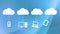 White cloud moving with networks icons on blue background