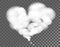 White cloud shape of heart on transparent background
