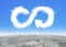 White clouds arrow infinity recycling symbol