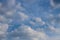 White clouds on the blue sky. Abstract background with clouds on blue sky. In the clear sky high floating clouds