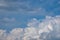 White clouds on the blue sky. Abstract background with clouds on blue sky. In the clear sky high floating clouds