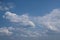White clouds on the blue sky. Abstract background with clouds on blue sky. In the clear sky high floating clouds