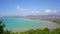 White Clouds move in the Clear blue Sky over sea near Phuket City. Motion Time lapse White clouds swim and change shape.Puffy fluf