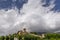White clouds over the dramatic sky in Vicopisano, an ancient Tuscan village in the province of Pisa, Italy
