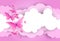 White Clouds And Pink Sky Template Background With Butterfly