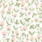 White clover flowers.  Vector floral seamless pattern. Cute hand-drawn  pattern design for fabric, wallpaper