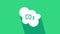 White CO2 emissions in cloud icon isolated on green background. Carbon dioxide formula, smog pollution concept