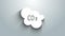 White CO2 emissions in cloud icon isolated on grey background. Carbon dioxide formula, smog pollution concept