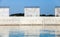 White coastal fortifications made of concrete blocks