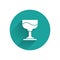 White Cocktail icon isolated with long shadow. Green circle button. Vector