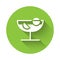 White Cocktail icon isolated with long shadow. Green circle button. Vector Illustration
