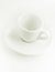 White coffee cup and saucer, empty coffee-free coffee cup, top side view, or black coffee, on a white background