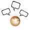 White coffee latte cup and chat icon