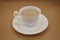 white coffee porcelain couple with cappuccino top view on coffee background
