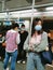 A white collar woman with mask in Metro line1 Shanghai China