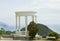 White colonnade on sea shore