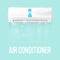 White color air conditioner machine isolated on blue background.
