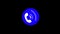 White color phone calling blue round black background