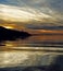 White colored cirrus cloud, sunset seascape