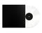 White Colored Vinyl Disc. Vintage LP Vinyl Record with Black Cover Sleeve and Black Label Isolated on White Background.