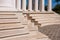 White columns, steps and paving stones