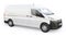 White commercial van for transporting small loads in the city on a white background. Blank body for your design. 3d