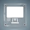 White Computer monitor screen icon isolated on grey background. Electronic device. Front view. Square glass panels