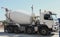 White concrete truck for a concrete delivery