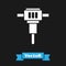 White Construction jackhammer icon isolated on black background. Vector