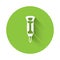 White Construction jackhammer icon isolated with long shadow background. Green circle button. Vector