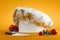 White cook hat or toque  on yellow background. 3d rendering.