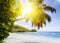 White coral beach sand and azure indian ocean.